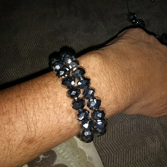 ⚜️Gray/Silver necklace 2 brackets and earrings set - Picture 3 of 4